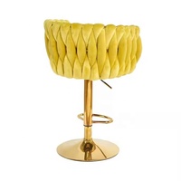 Tabouret de bar pivotant de luxe en velours avec accoudoirs fixes, style moderne, pour usage commercial et domestique, idéal pour îlot de cuisine, en acier inoxydable doré, vente en gros