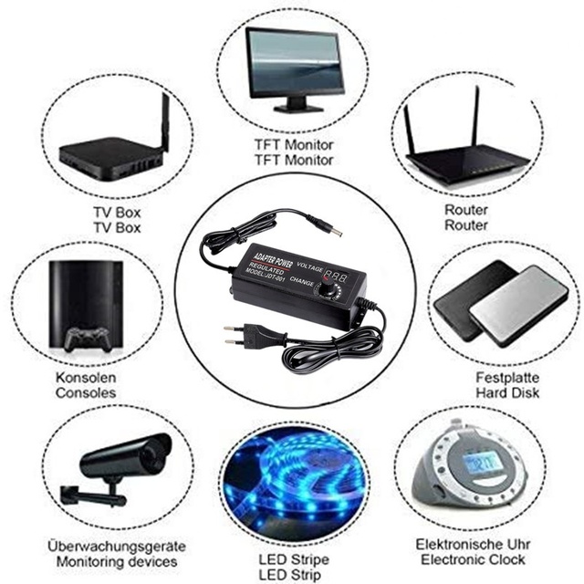 Adjustable 3V 5V 6V 9V 12V 15V 18V 24V 1A 2A 3A 5A Universal AC/DC Adapter Display Screen Voltage Regulated Power Supply