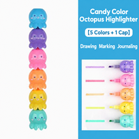 Surligneurs Créatifs Colorés en Forme de Pieuvre à Pointe Oblique – Marqueurs de Croquis pour Étudiants, Design Adorable pour Journalisation – Vente en Gros