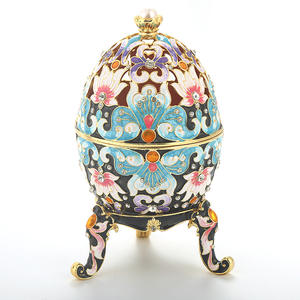 Huevo Fabergé Clásico Pintado a Mano al por Mayor, Estilo Vintage, con Esmalte Rico y Brillantes Piedras de Imitación, Joyero - Product Image 4