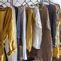 Peignoir Kimono Personnalisé 100% Lin Tissé Respirant Séchage Rapide pour Hommes, Femmes et Couples – Idéal Printemps/Été, Vêtements d'Intérieur et Pyjamas