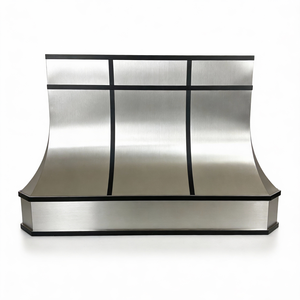 Custom Architectural Heavy Gauge 304 Stainless Steel Range Hood <b>Cover</b> Brushed Black Straps Curved Profile Wall Mounted for Custo - Product Image 1