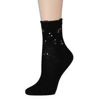 Chaussettes en coton pour femmes, mode féminine, ornées de strass et de paillettes