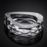 Cendrier en verre cristal classique de luxe sans fumée, taillé en diamant, transparent, élégant pour la maison et le bureau
