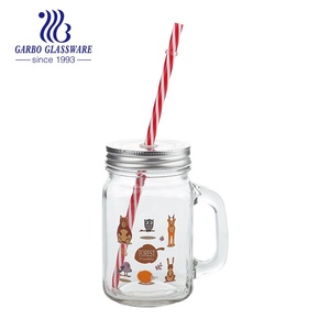 Bán Sỉ Cốc Nước Trái Cây 16Oz 450Ml Lọ Thủy Tinh <span class=keywords><strong>Mason</strong></span> Uống Nước Có Nắp Vặn Và Ống Hút Bằng Nhựa Cốc Đề Can Logo Vavavaolable - Product Image 3