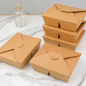 Benutzer definierte Druck zum Mitnehmen Fast-Food-Verpackungs box Einweg-Kraft papier nudeln Sushi zum Mitnehmen Lebensmittel-Lunchboxen