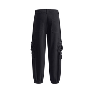 Pantalon décontracté homme en toile légère avec logo personnalisé, multi-poches, coupe large, taille élastique, respirant, idéal pour l'été - Product Image 4