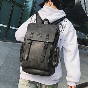 XDL Laptop <b>Backpack</b> 16 Inch Soft PU Leather Large Capacity Men's Business Travel <b>Backpack</b> Solid Color Black Gray <b>Brown</b> - Product Image 3
