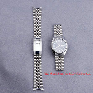 Stock US SANS TAX pour <span class=keywords><strong>Seiko</strong></span> <span class=keywords><strong>5</strong></span> SNXS75 SNXS79K1 <span class=keywords><strong>Bracelet</strong></span> de montre Jubilee de 19mm avec <span class=keywords><strong>bracelet</strong></span> en acier inoxydable à extrémité incurvée creuse - Product Image 1