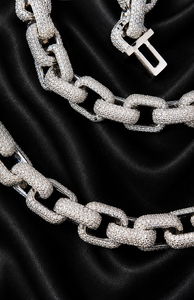 สร้อยคอเงินแท้ 925 รุ่น HJ029 ยี่ห้อ Haalo Jewels แบบ Cuban Chain ประดับเพชรโมอิสซาไนต์ ชุบโรเดียม/ทอง/โรสโกลด์ สไตล์ฮิปฮอปสุดหรู - Product Image 4