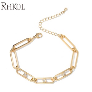 RAKOL BP5099 Moda Clip Hiphop Acero inoxidable Plata Chapado en oro Pulsera ajustable - Product Image 1