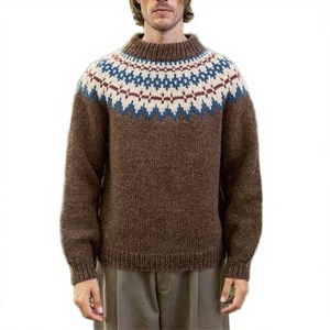 Suéter de Invierno Tejido de Moda Vintage, Grueso, con Diseño de Patrón Geométrico Irregular, Suéter de <span class=keywords><strong>Cuello</strong></span> <span class=keywords><strong>Alto</strong></span> Medio de Manga Larga para <span class=keywords><strong>Hombre</strong></span> - Product Image 3