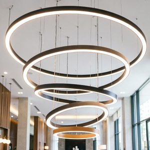 โคมไฟเพดานวงแหวน LED อลูมิเนียมแบบแขวน ดีไซน์ทันสมัย สำหรับสำนักงานและพื้นที่เชิงพาณิชย์ - Product Image 4