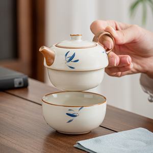 Juego de té de viaje de Kung Fu de porcelana de lujo taza y tetera de invitado rápido capacidad de 1000ml para regalar - Product Image 1