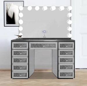 Coiffeuse en verre avec tiroirs Ensemble de meubles de <span class=keywords><strong>chambre</strong></span> à coucher de haute qualité Coiffeuse de maquillage avec 2 grands garçons - Product Image 2