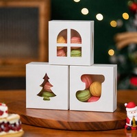 Weihnachtliche Weiße Papier-Bäckereiboxen mit Ausgestanztem Fenster für Macarons, Kekse und Geschenke für Weihnachtsfeiern