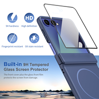 Funda Magnética Mate de Cobertura Total 360° con Bisagra Plegable de PC+Vidrio para Samsung Z Flip 8 7 6 5 4 3