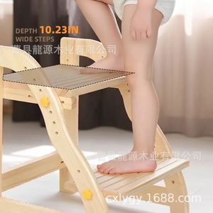 Wooden Baby Footstool Double Layer Solid Wood <b>Stool</b> For Home <b>Bathroom</b> Kids Use - Product Image 1