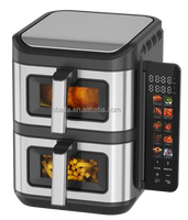 Friteuses à double air 5,5 L 12 fonctions à usage domestique Friteuse à air 11L pliable à écran LED avec fenêtre