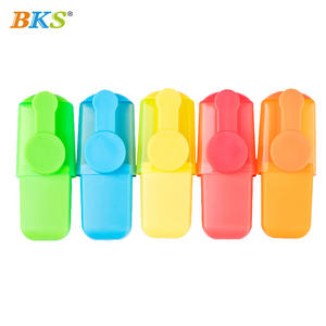 Custom Portable Non Toxic Fluorescent Ink Plastic Promotional <strong>Highlighters</strong> 5 Assorted Colors Pastel Oblique Marker Set School RS - Product Image 4