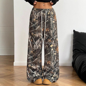 <span class=keywords><strong>Pantaloni</strong></span> Larghi da Donna <span class=keywords><strong>con</strong></span> Stampa Mimetica Real Tree, <span class=keywords><strong>Pantaloni</strong></span> Baggy Y2K <span class=keywords><strong>con</strong></span> Coulisse, <span class=keywords><strong>Vita</strong></span> Alta, Camouflage Forestale, Abbigliamento Streetwear - Product Image 1