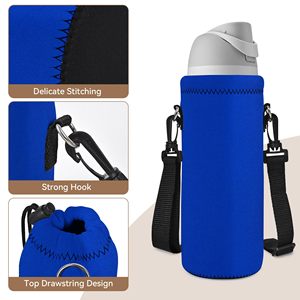 Sac de transport isotherme personnalisé pour bouteille d'eau, en néoprène, avec bandoulière - Product Image 1