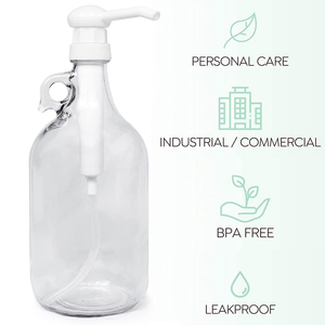 Dispenser di liquido per bucato vuoto contenitore di vetro per detersivo per sapone grande (64 once) flacone per pompa riutilizzabile trasparente per detersivo - Product Image 2