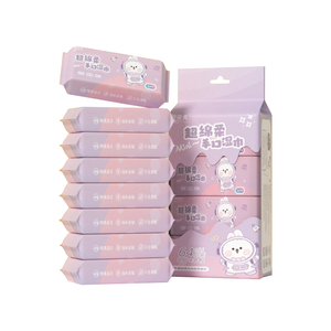 迷你湿巾8包x 8片不含酒精，非常适合快速清洁和外出卫生 - Product Image 1