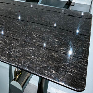 Tavolo da Pranzo di Lusso in Marmo Nero Dorato, Finitura Lucida, Pietra Naturale, Arredamento per Soggiorno, Hotel e Cucina - Product Image 2