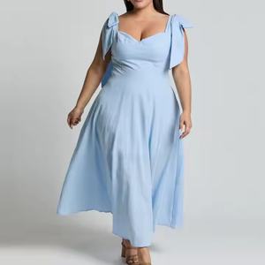 Robe d'été élégante sur mesure de haute qualité pour femme, sans manches, taille ajustée, dos nu, 100 % coton, de luxe - Product Image 4