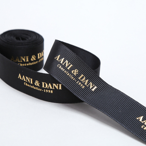 Produttore all'ingrosso di oro personalizzato \/argento sventato nastri di grano lordo stampato a caldo logo gros Grain nastro