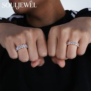 Bague Hip-Hop Souljewel Iced Out en laiton avec zircons cubiques taille cœur, style éternité, pour hommes et femmes, idéale pour rappeurs, soirées en club, bijou cadeau - Product Image 6