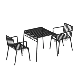 Panche da giardino assemblate in metallo per esterni in stile nordico francese tavolo da giardino economico e set di sedie mobili