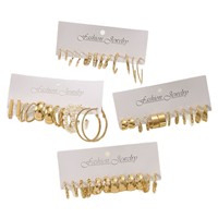 Lot de 24 paires de boucles d'oreilles créoles et huggies multi-styles dorées & Agent de sourcing FTS 1688 en Chine avec support 24h/24 et 7j/7