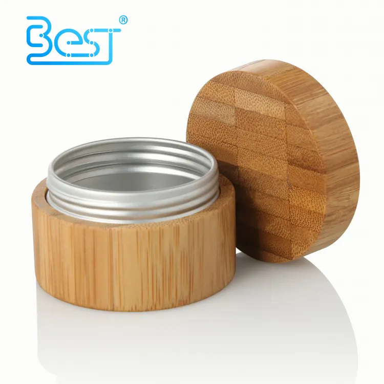 Pot en aluminium et bambou recouvert, emballage cosmétique naturel 20/30/40/50/60/70/100/120/150/200g, couvercle en étain, pot de 250 ml