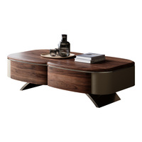 Table basse de salon de style luxueux avec rangement, table basse moderne en bois massif