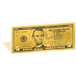Banconote Finte USA da 1, 2, 5, 10, 20, 50, 100 Dollari con Consegna Rapida, Placcate in Foglia d'Oro - Product Image 4