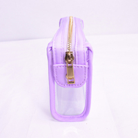 Keymay Fast Ship Support Ajouter LOGO Lilas Clair Contrastant Avec Nylon Stockage Cosmétique Sac Stand Zipper Pouch Sac Étanche