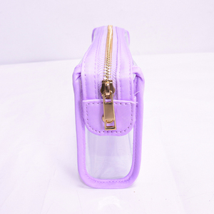 Keymay กระเป๋าเครื่องสำอางแบบมีซิปกันน้ำ, รองรับการส่งด่วนเพิ่มโลโก้ม่วงตัดกัน - Product Image 4