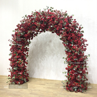 GNW Neue Produkte Romantischer roter Hochzeits hintergrund Feste und nicht leicht abzufallen Künstliche Dekoration Hochzeits blumen wand
