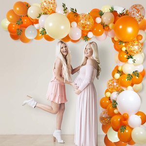 Guirlande de ballons <span class=keywords><strong>orange</strong></span>, jaune et blanc Little Cutie avec feuilles de saule artificielles, décoration de fête pour baby shower sur le thème du soleil et des fruits <span class=keywords><strong>mandarine</strong></span> - Product Image 4