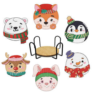 LS DIY Set di 6 <span class=keywords><strong>pezzi</strong></span> di sottobicchieri stampati con motivo a Goblin di animali da cartone animato punteggiati di strass con supporto in metallo - Product Image 4