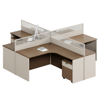 Bureau contemporain en bois pour le personnel Bureau d'ordinateur moderne avec écran de démarrage Table de confidentialité Poste de travail Panneau style bois