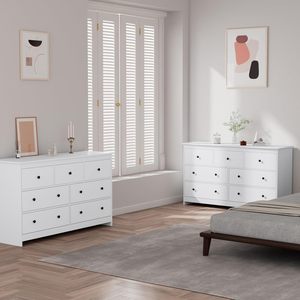 <span class=keywords><strong>OUHAN</strong></span> Commode de chambre à coucher, 7 tiroirs avec poignées en métal, convient au salon, à l'entrée et au couloir, blanc - Product Image 3