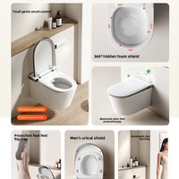 WC intelligent suspendu mural sans alimentation électrique, avec chasse d'eau intégrée, pour salle de bain, sanitaires