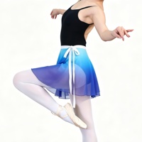 Falda de tul de ballet con degradado, falda de gasa de una pieza con lazo, media falda para práctica de danza para adultos, media falda de práctica.