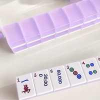 Jeu de Mahjong artisanal en acrylique de style occidental avec tuiles en acrylique et chiffres anglais, pour 4 joueurs, emballage en boîte d'aluminium, pour usage domestique