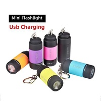Senter LED Mini Ultra-terang Daya Tinggi Isi Ulang USB, Ringkas Model Gantungan Kunci, Genggam untuk Berkemah, Aktivitas Luar Ruangan, dan Rumah Tangga