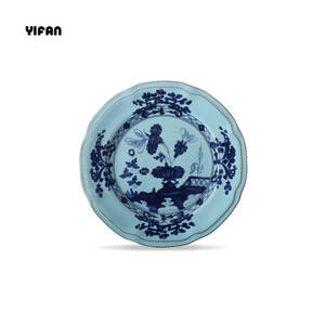 Синие чернила винтажные декоративные блюда керамическая фарфоровая Роскошная Посуда Набор всех цветов на заказ итальянский стиль кости Китай оптовая продажа - Product Image 6