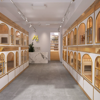 Vitrine d'exposition de luxe OEM/ODM en bois de caoutchouc et verre trempé pour animaux de compagnie, grande cage de reproduction pour chats, type villa